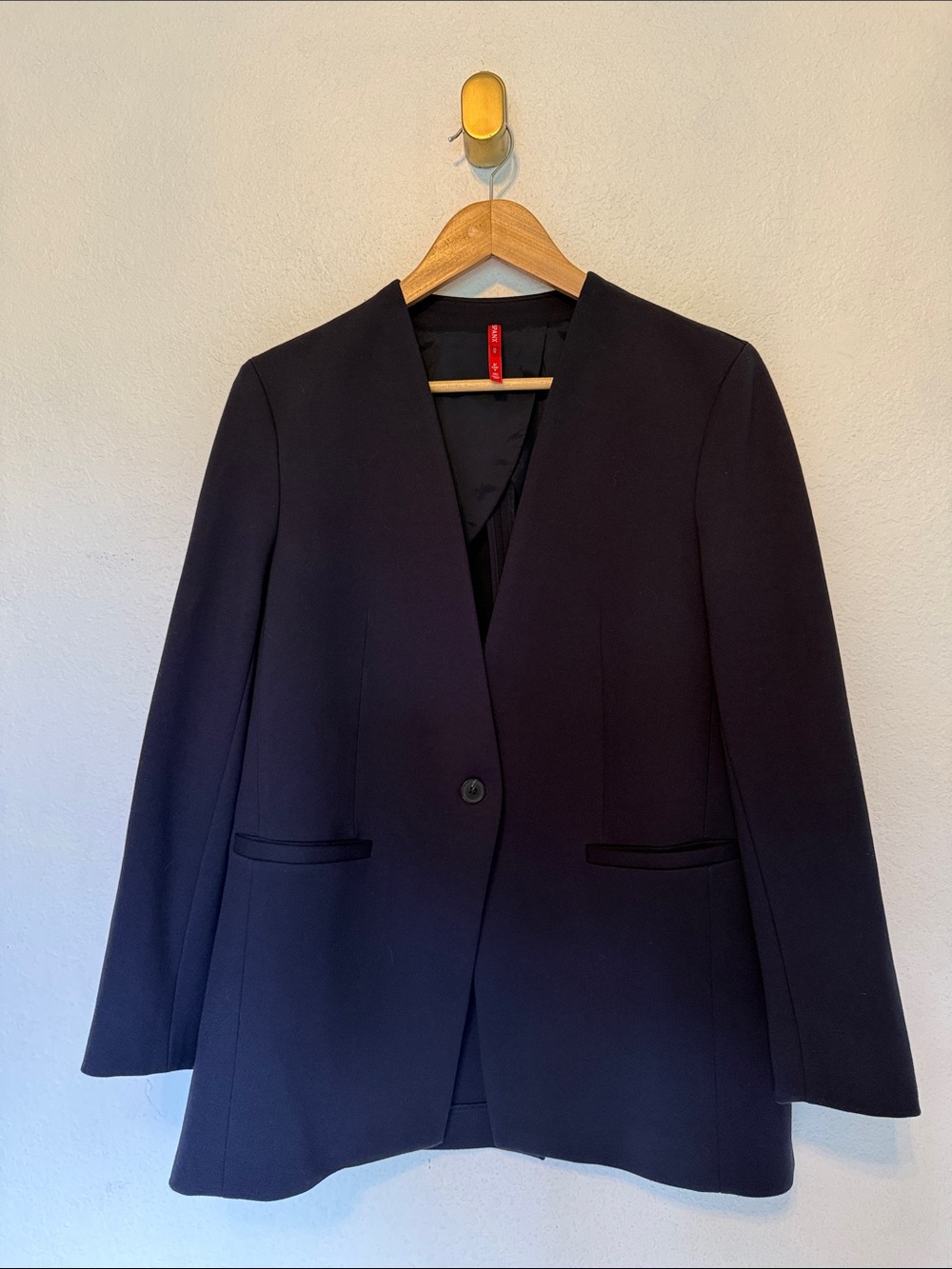 Perfect Spanx navy one button oversized blazer women’s size small